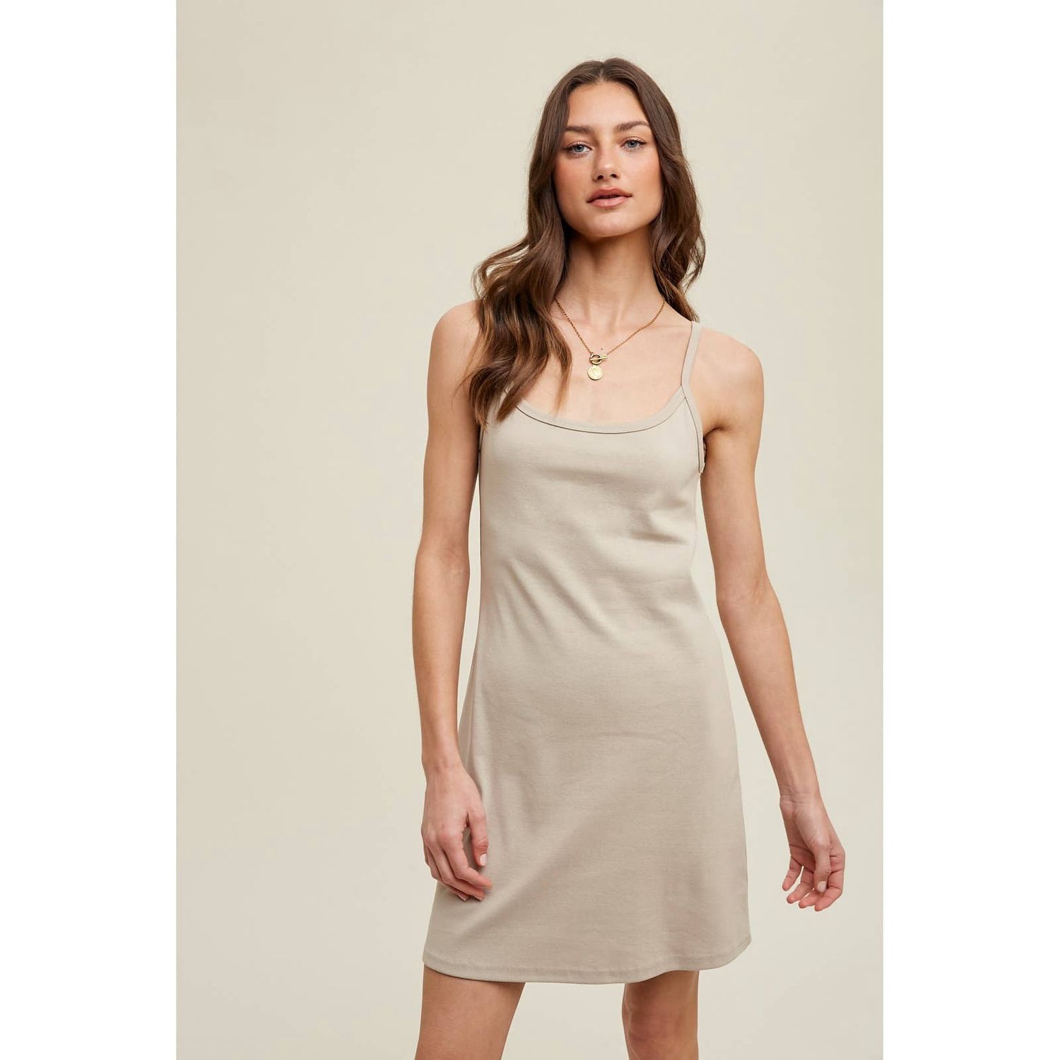 Cami Ribbed Knit Mini Dress, Color: CHAMPAGNE, Size: M