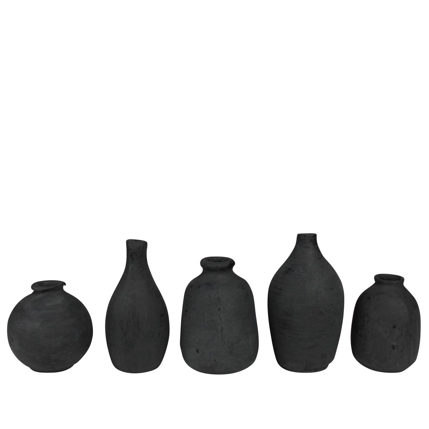 Terra Cotta Vessels, Black - Set/5
