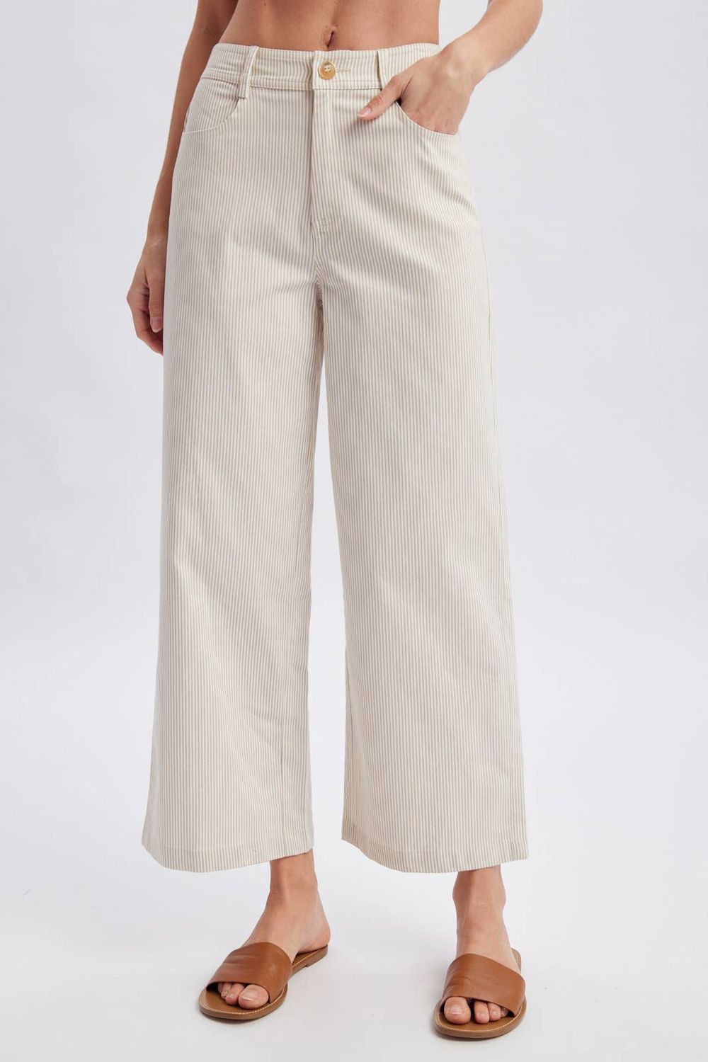 STRIPED WIDE LEG PANTS / WL25-12312