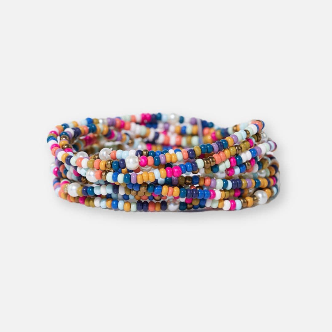 Sage Confetti Beaded 10 Strand Stretch Bracelets Multicolor