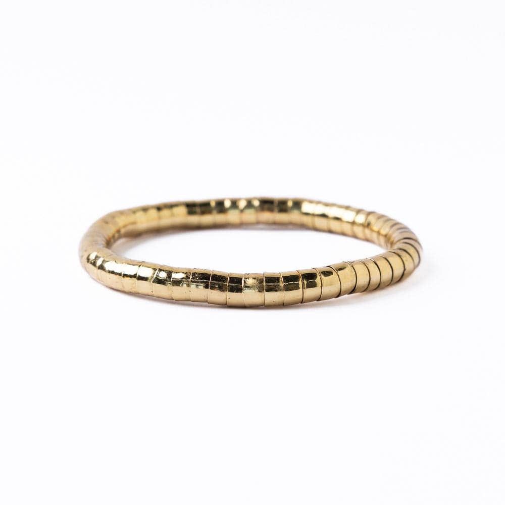 Lucille Round Bead Stretch Bracelet Brass