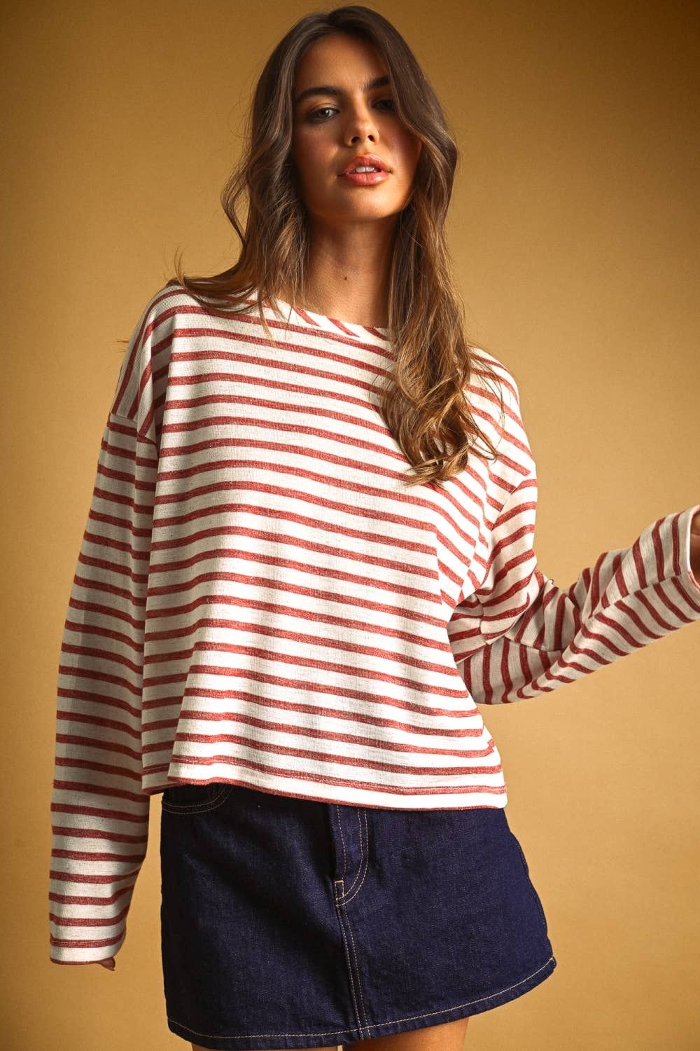 Long Sleeve Striped Slouch Shirt