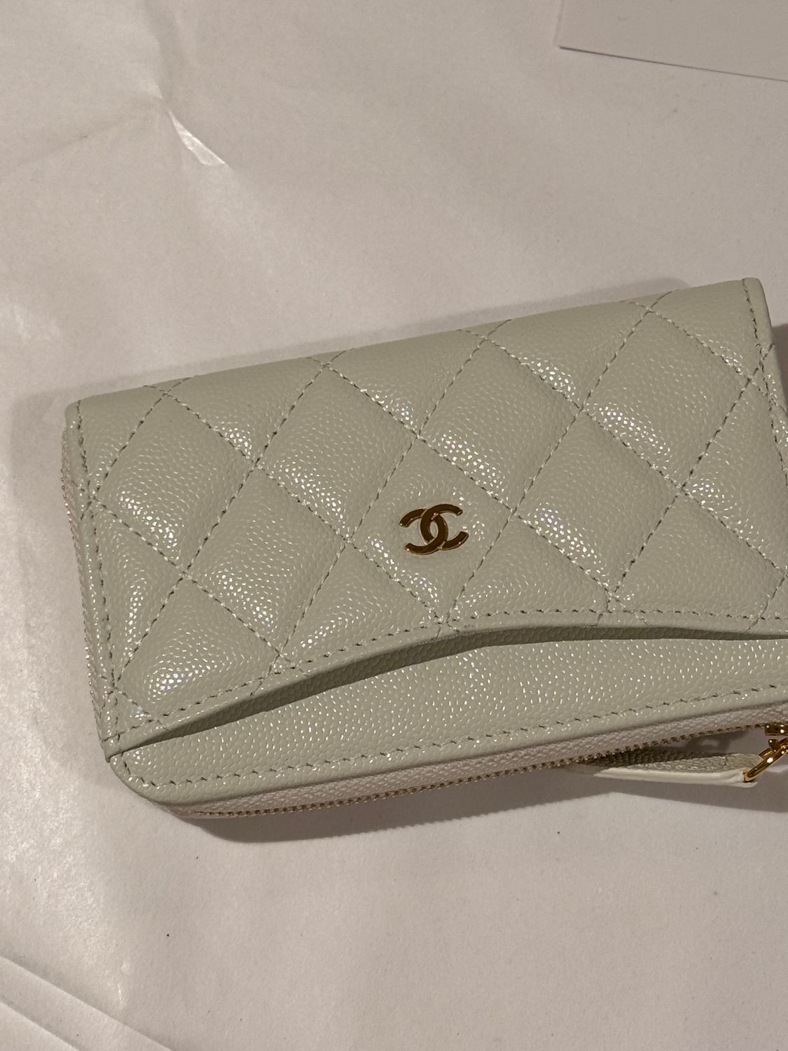 White Caviar Quilted Card Holder