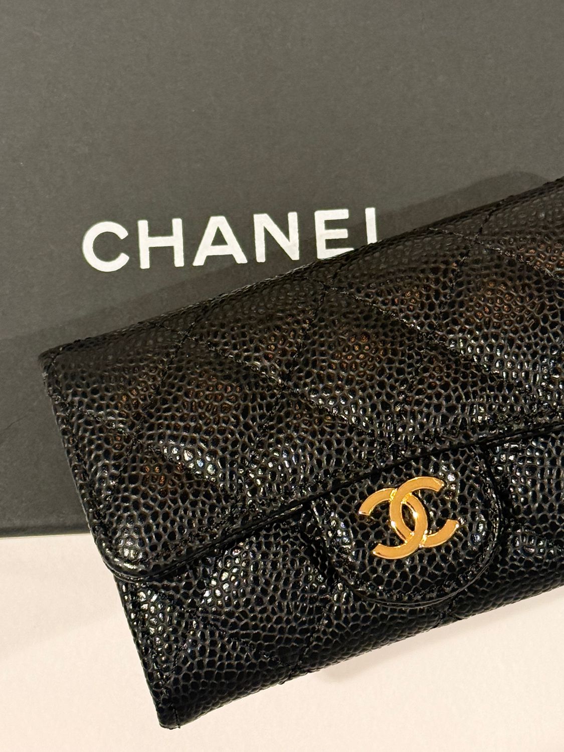 Black Quilted Caviar Card Holder
