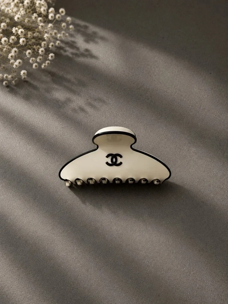 CC Monogram Claw Clip, Color: Cream