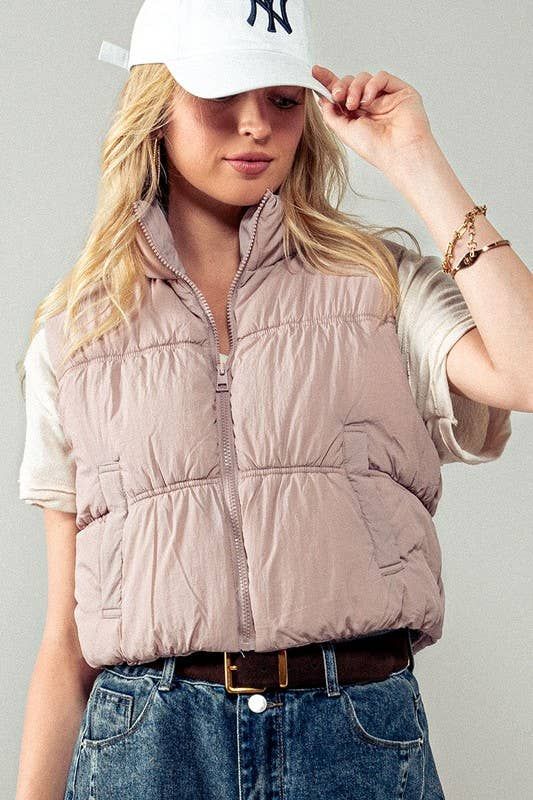Stand Collar Quilted Puffer Vest