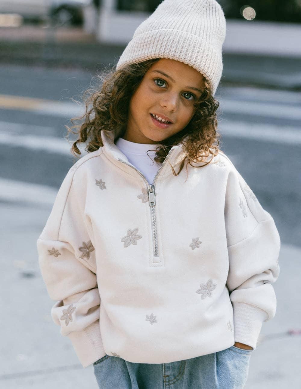 Embroidered Floral Half Zip-Elevated Faith