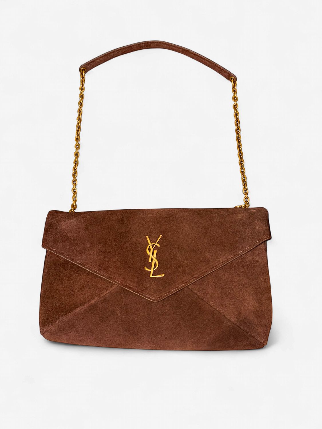 Dark Brown Suede Envelope Shoulder Bag