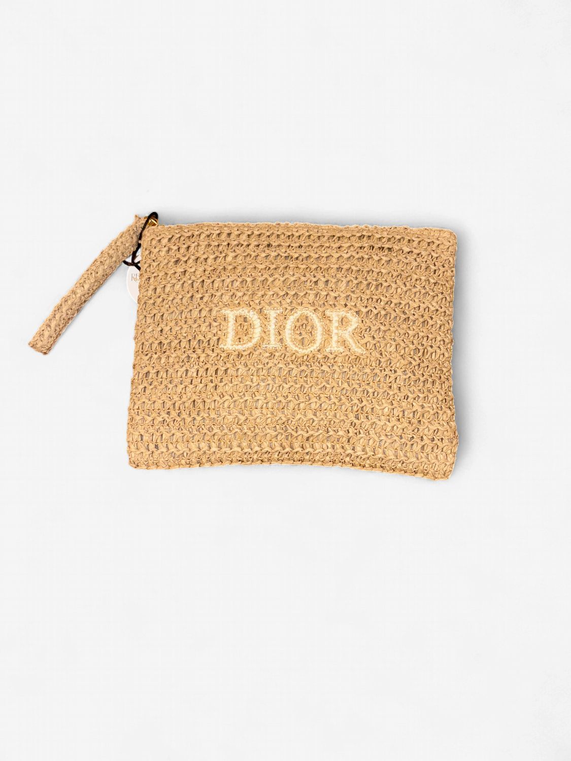 Woven Wristlet Clutch in Beige