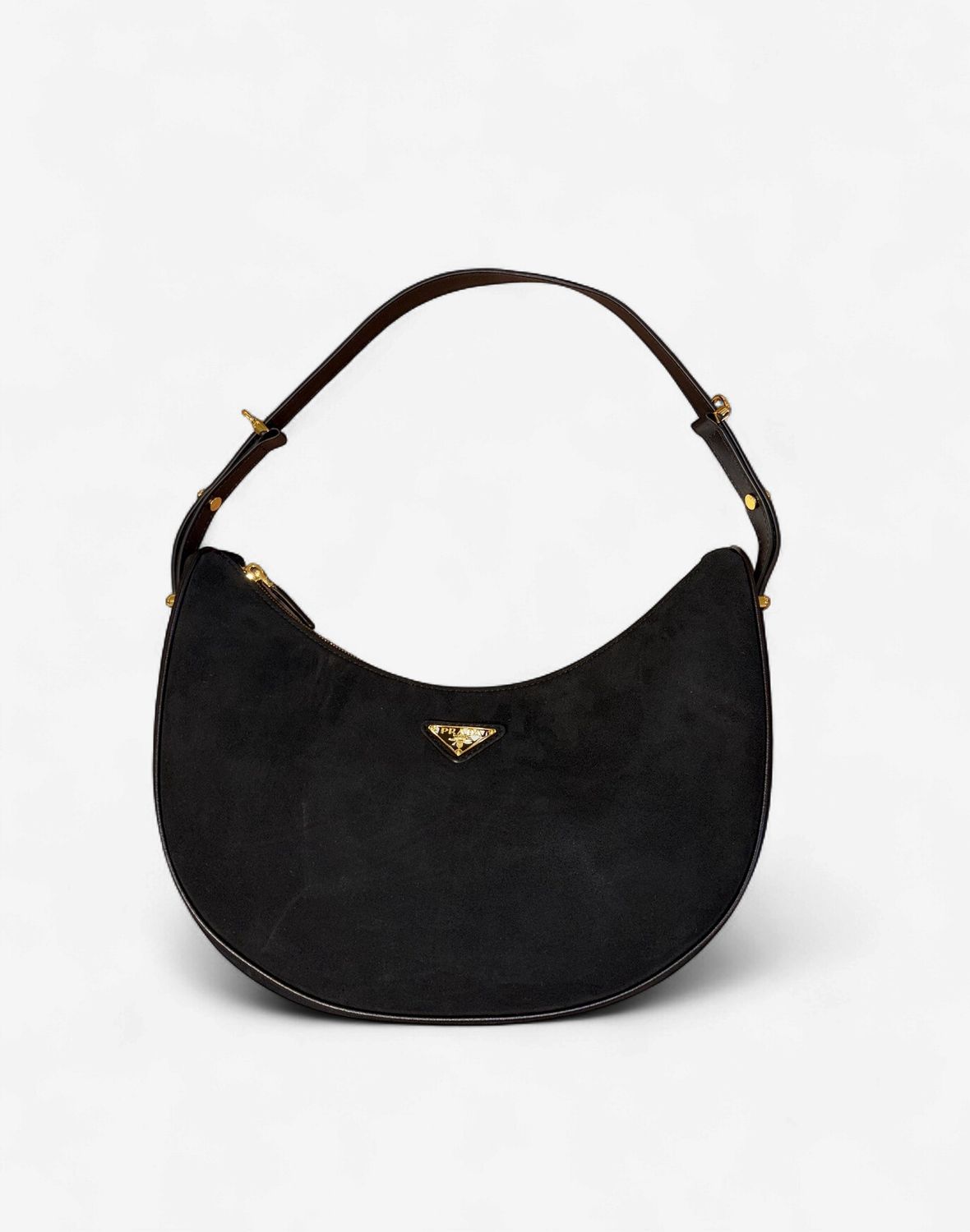 Arqué Suede Shoulder Bag - Black