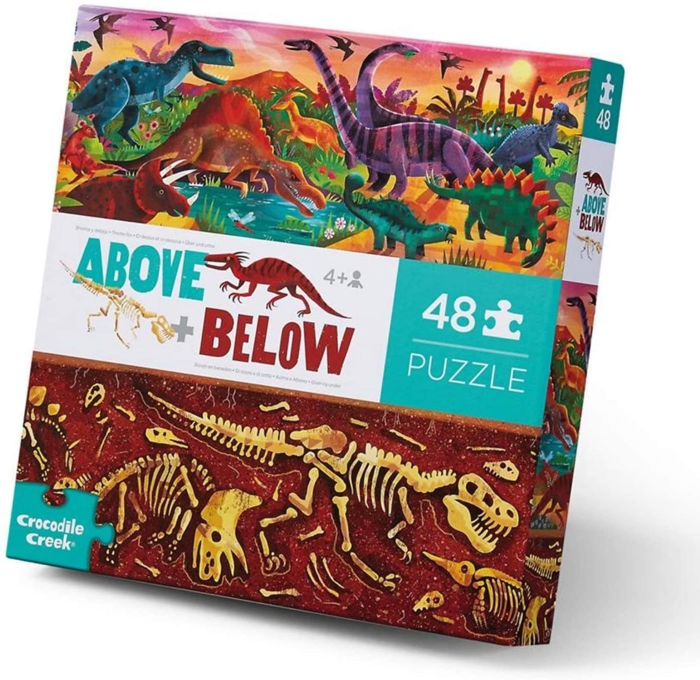 Above &amp; Below Floor Puzzle - Dinosaur World 48pc