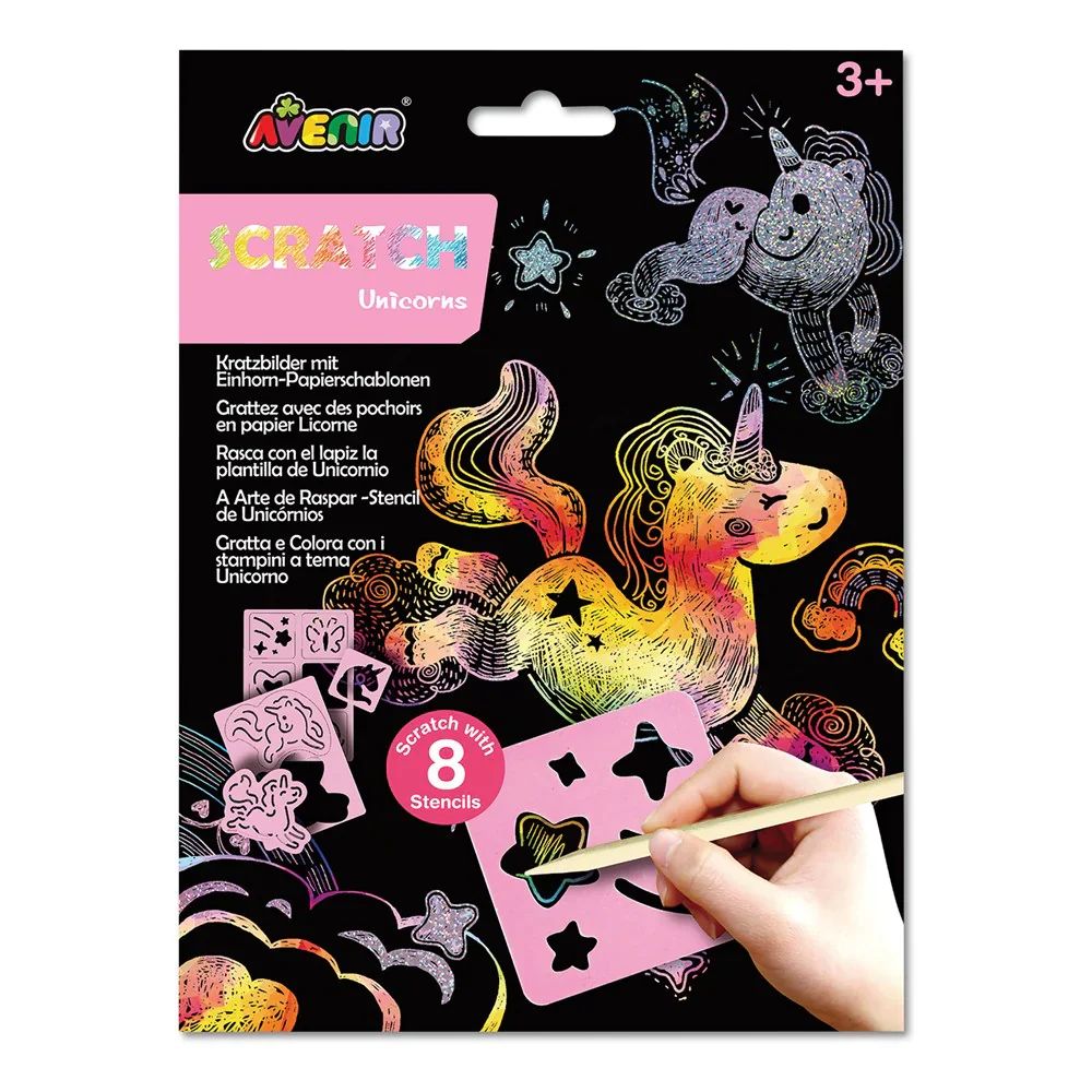 Scratch Art w/Stencils - Unicorns