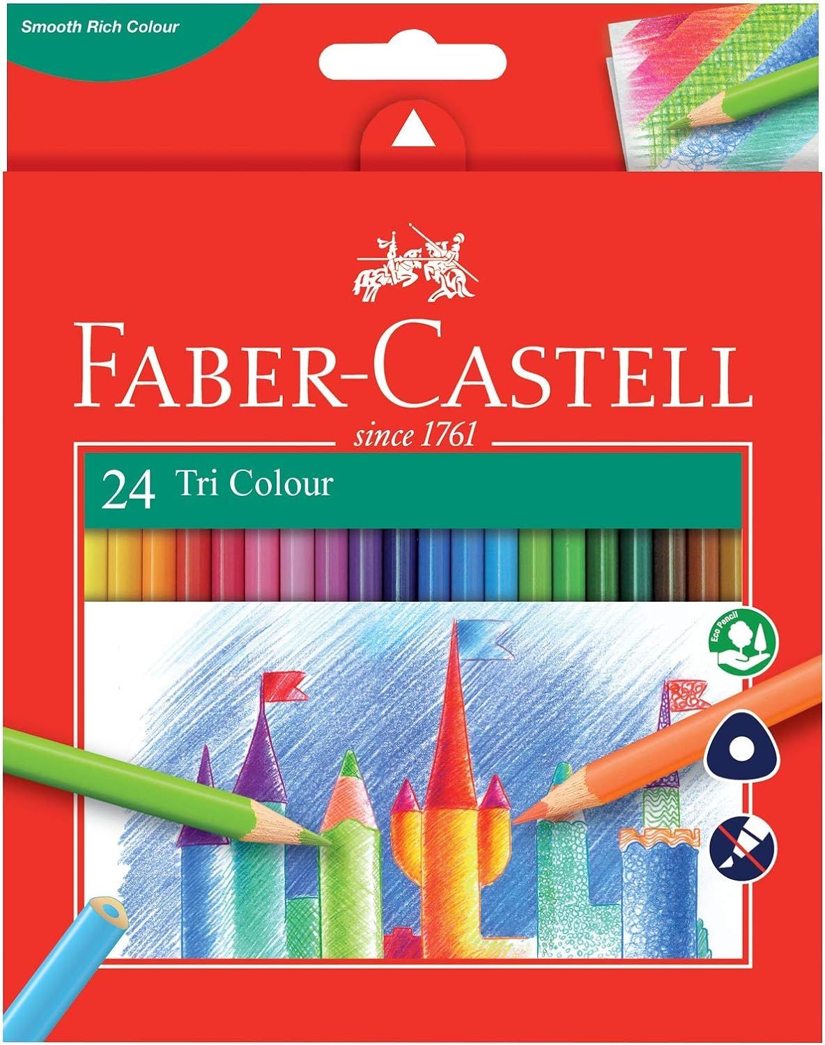 24 Triangular Colored Pencils