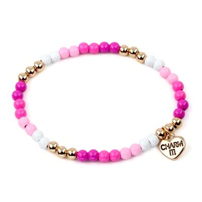 Pink Stretch Bracelet - Gold