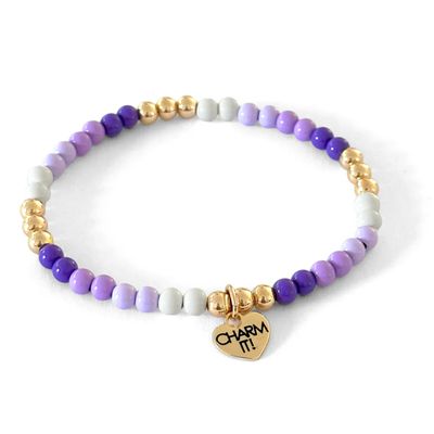 Purple Stretch Bracelet - Gold