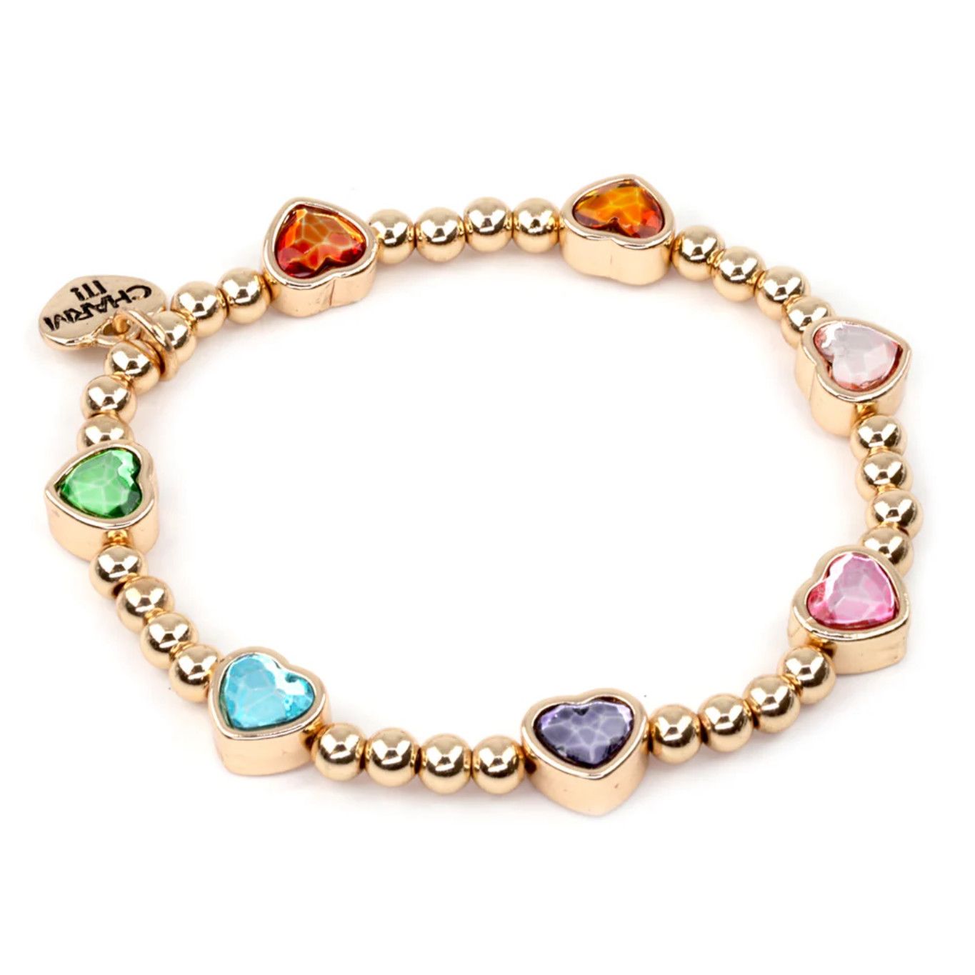 Gold Sparkle Heart Stretch Bracelet