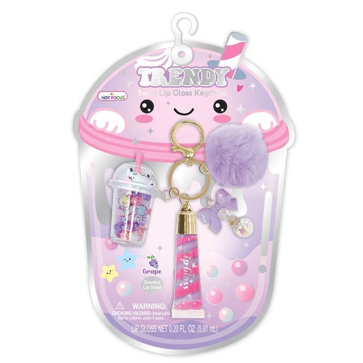 Trendy Lip Gloss Keychain - Boba Tea
