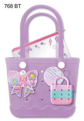 Beach Tote Bag w/Charms - Purple