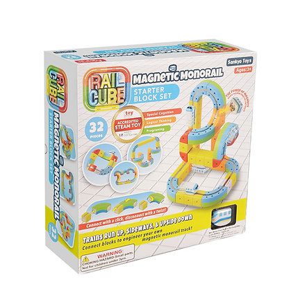 Rail Cube Magnetic Monorail - Deluxe Block Set