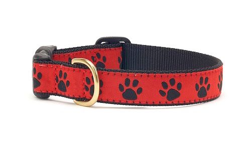 Red Black Paw Collar: Wide, M