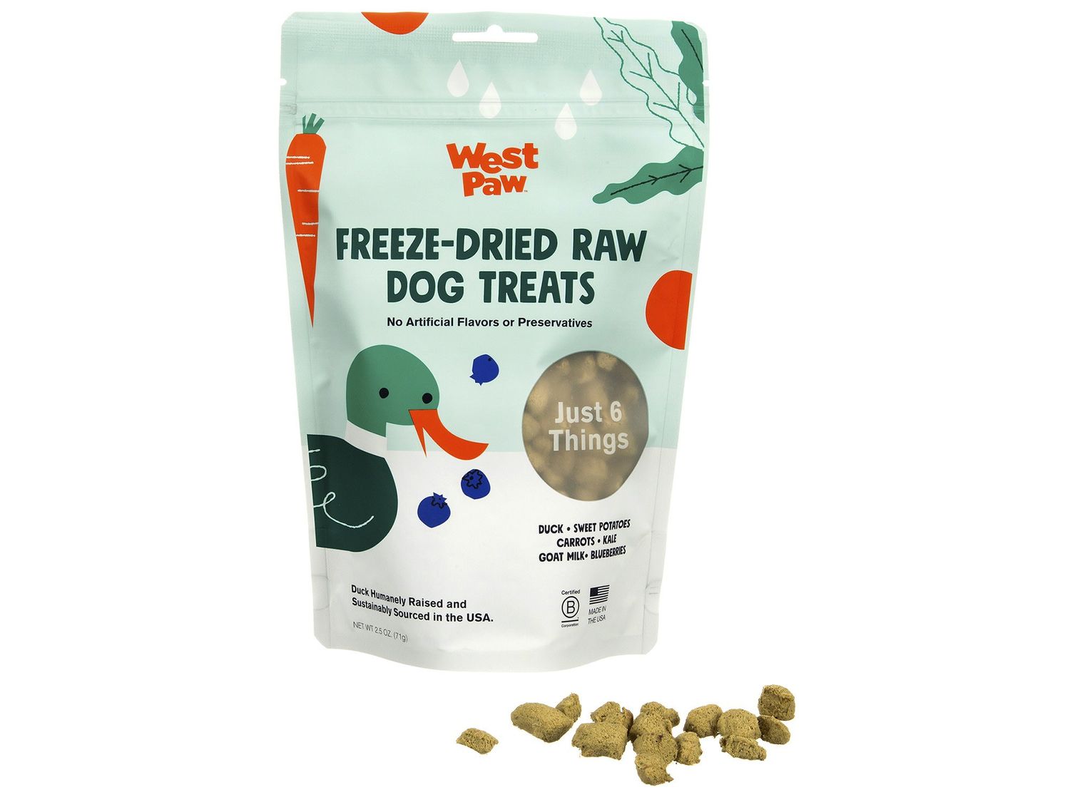 West Paw Freeze Dried Treats: Duck Superfood, 2.5 oz
