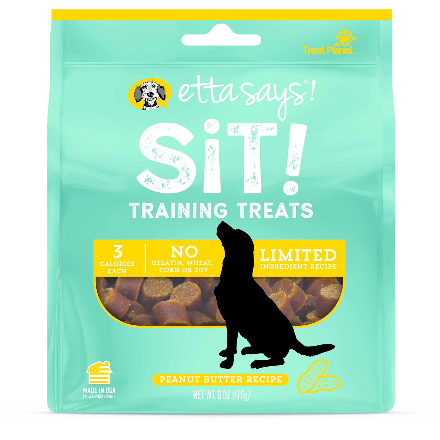 Etta Says! Sit! Training Treat: Peanut Butter, 6 oz