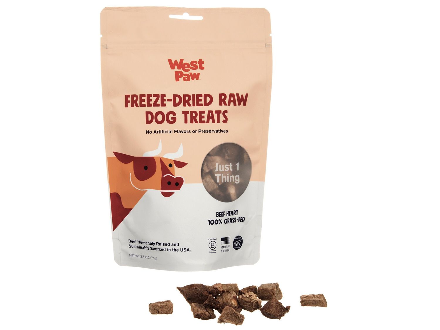 West Paw Freeze Dried Treats: Beef Heart, 2.5 oz