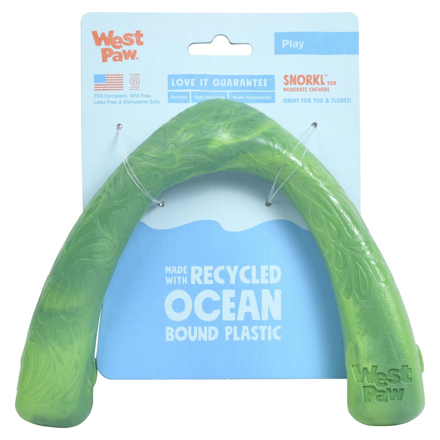 West Paw Seaflex Snorkl, Color: Emerald