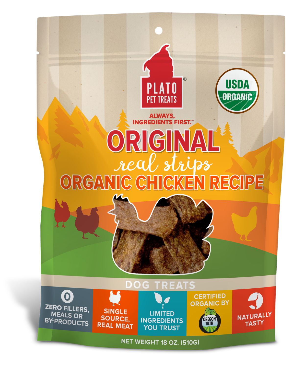 Plato Original Real Strips: Chicken , Size: 18 oz