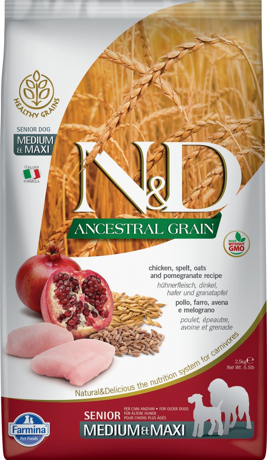 Farmina Ancestral Grain: Chicken &amp; Pom Senior, Size: 5.5 lb medi/maxi