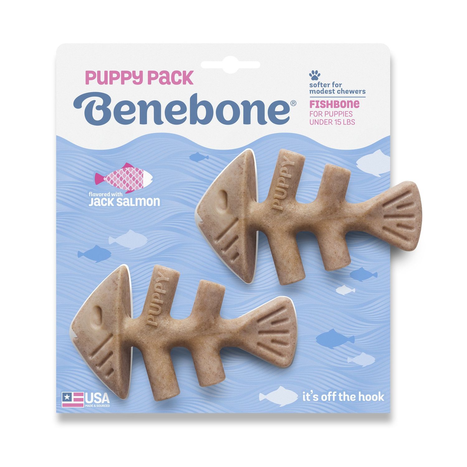 Benebone Fishbone Chew: Puppy, 2 pack