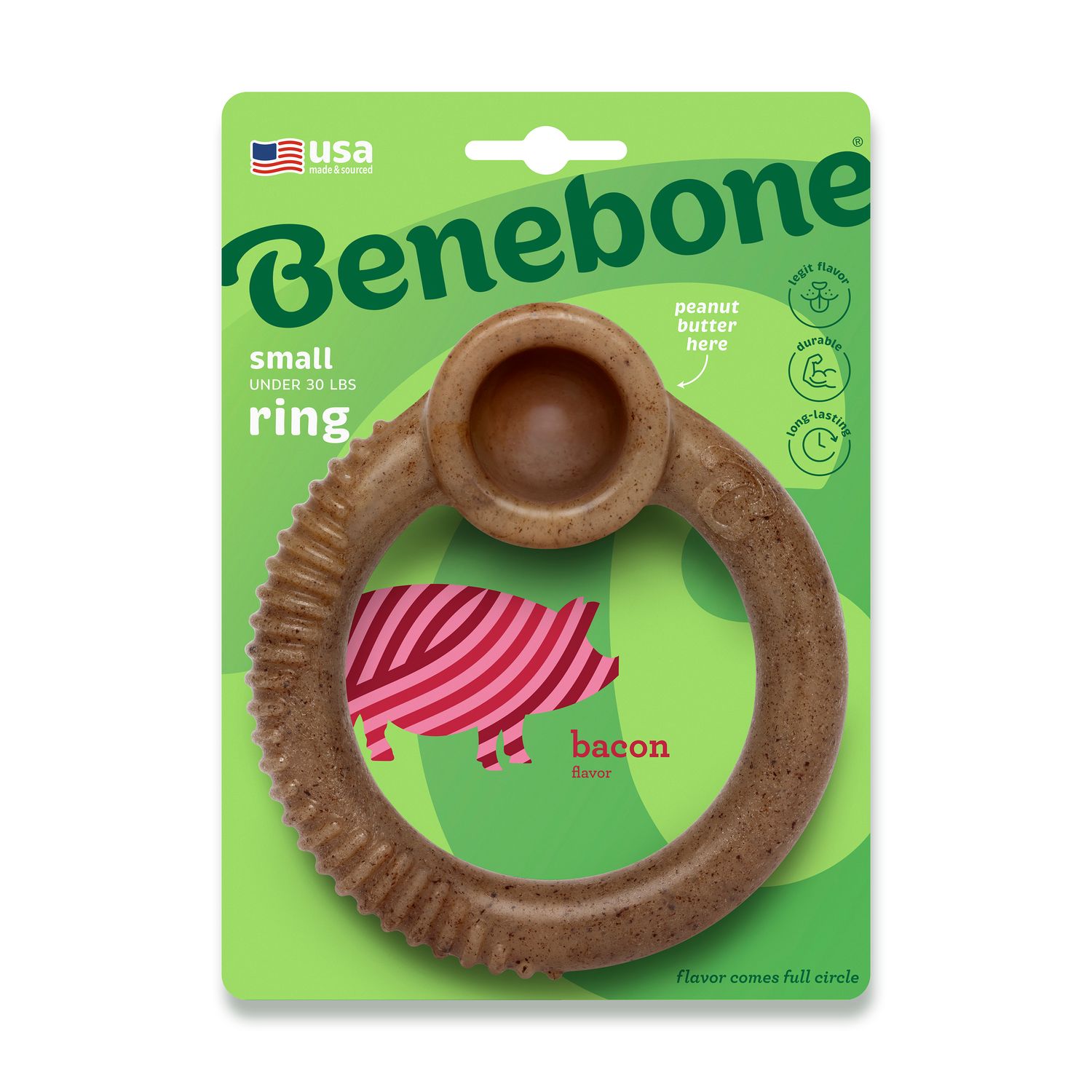 Benebone Ring Chew: Bacon , Size: Small