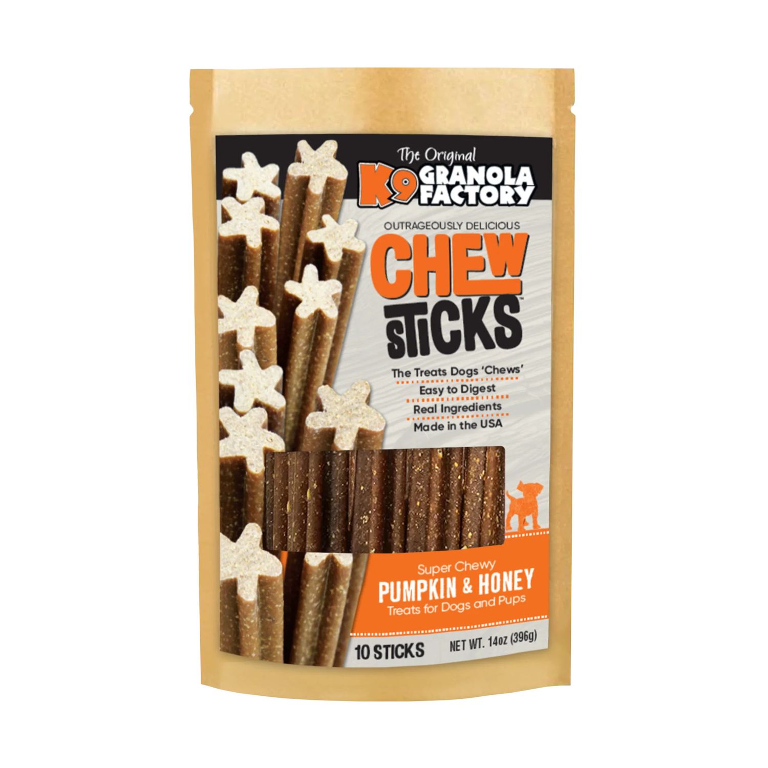 K9 Granola Factory Chew Sticks: Pumpkin &amp; Honey, 10 ct