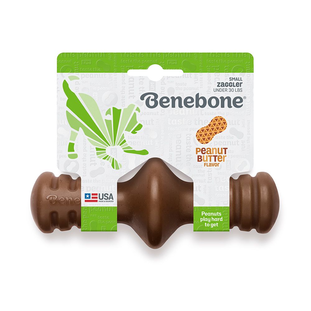 Benebone Zaggler Chew: Peanut Butter, Size: Small