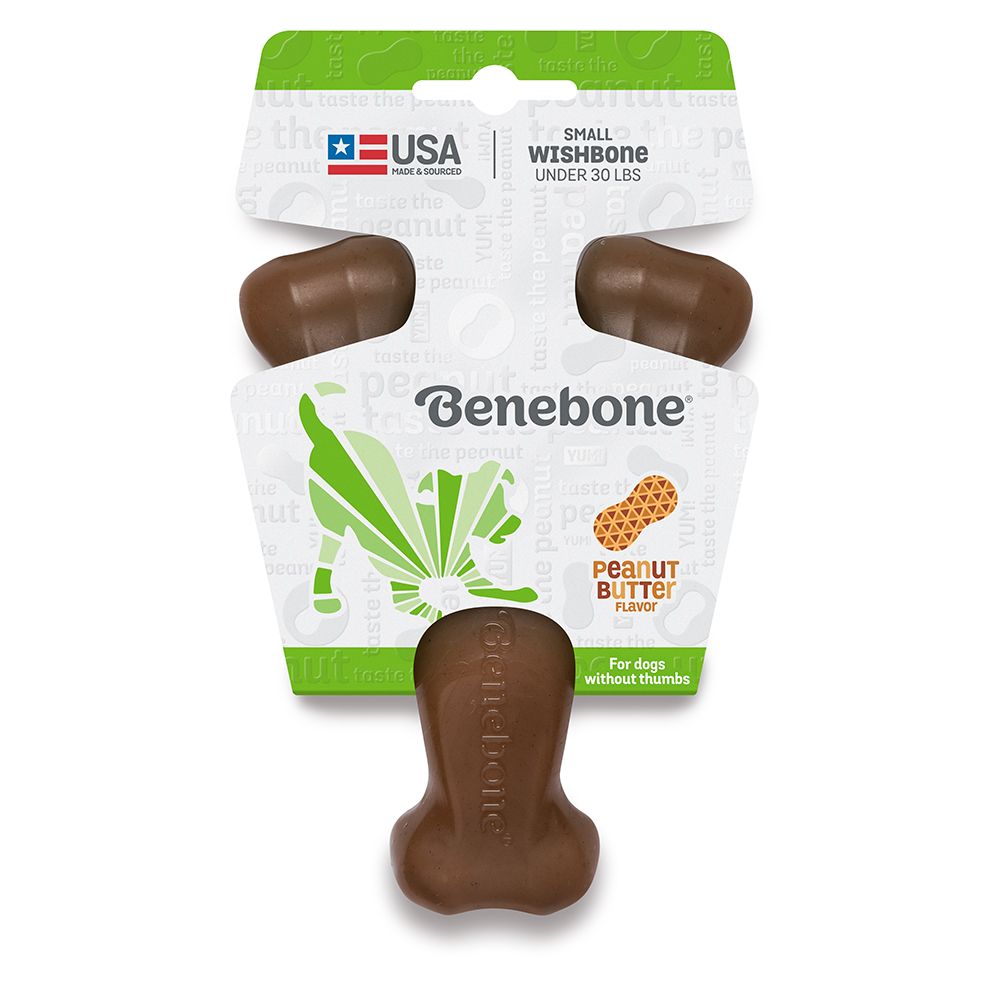Benebone Wishbone Chew: Peanut Butter, Size: Small