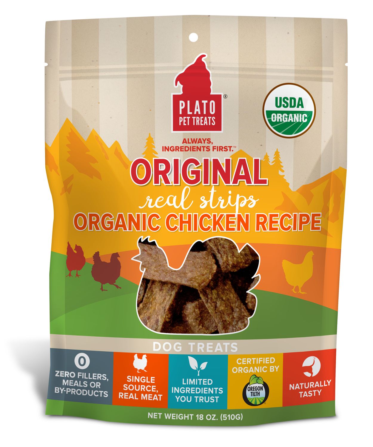 Plato Original Real Strips: Chicken , Size: 18 oz