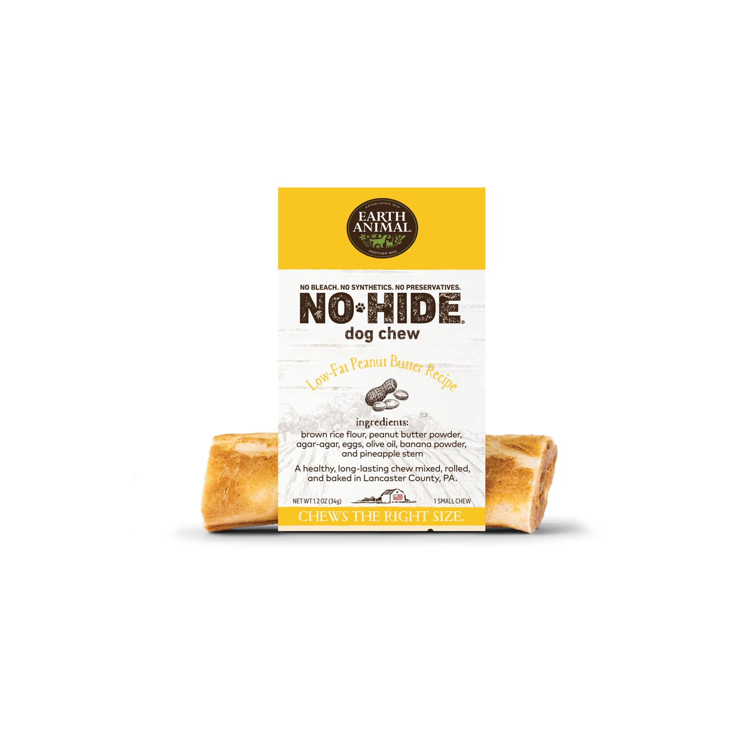 Earth Animal No Hide Chews: Peanut Butter, Size: Small