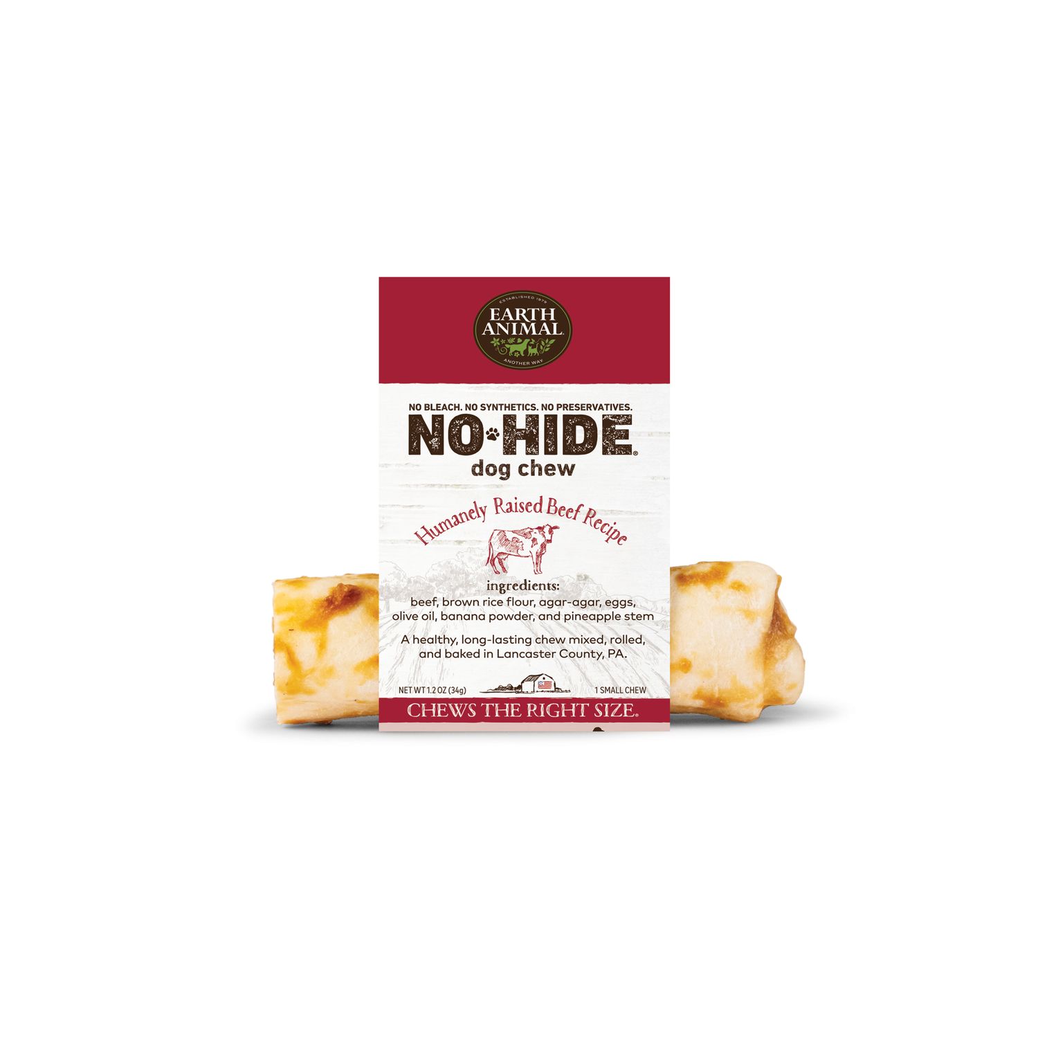 Earth Animal No Hide Chews: Beef, Size: Small