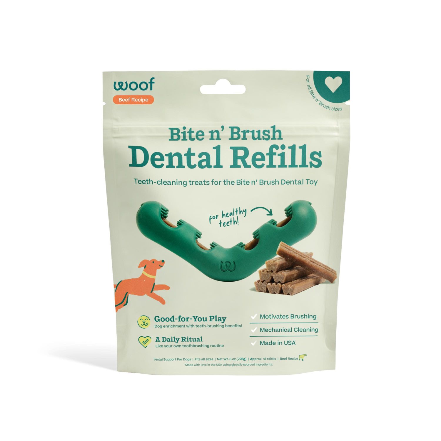 Woof Brush N Bite: Refills, Beef 18ct