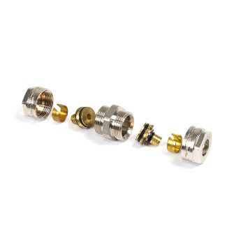 MAGNUM koppeling voor vpe vloerverwarmingsbuis, messing, 2x klem, 20 x 2,0 mm