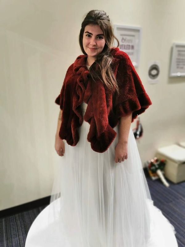 Burgundy Faux Fur Cape