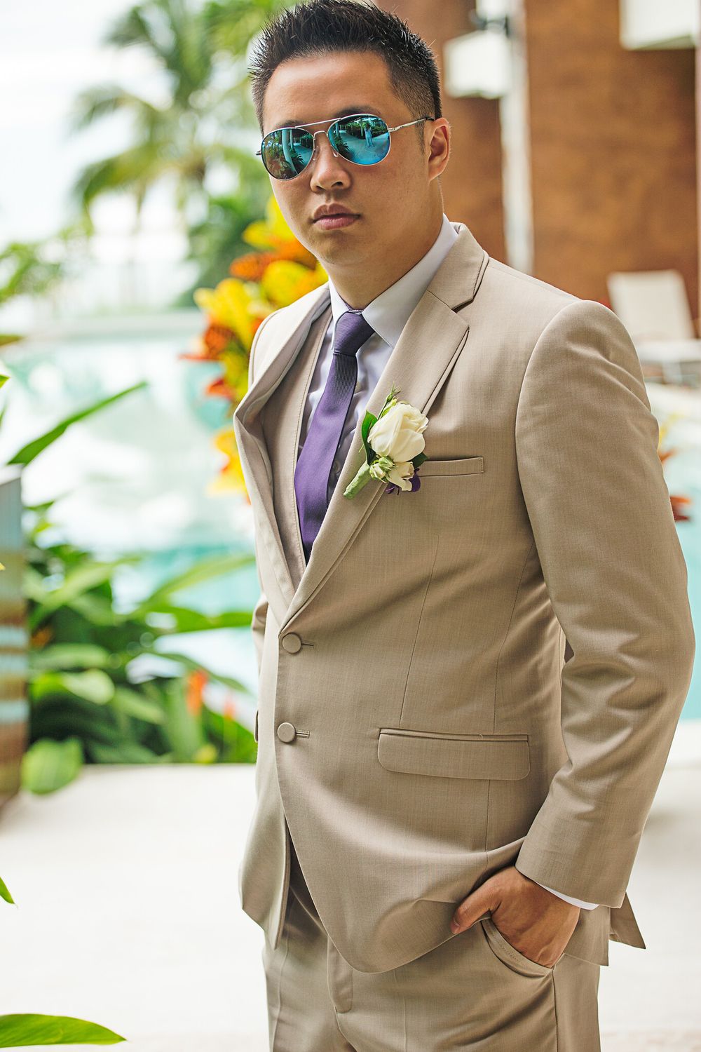 CT601 Beige Slim Fit Suit