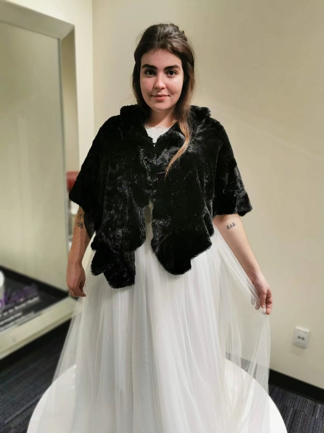 Black Faux Fur Cape
