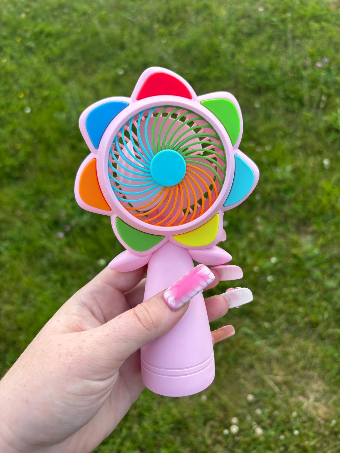 Flower LED Handheld Fan, Color: Pink