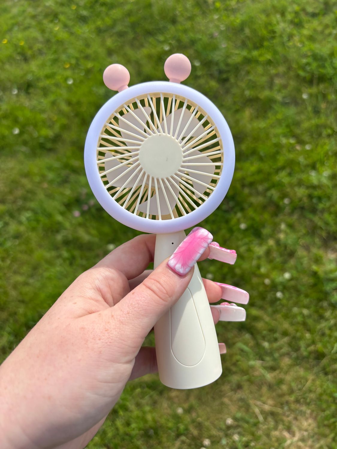 Handheld LED Fan, Color: Beige