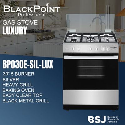 BP030E-SIL-LUXUARY BLACKPOINT STOVE--5 BUR 30&quot;&quot;-- SILVER LUXUARY THICKK