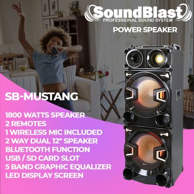 SB-MUSTANG SOUND BLAST PARTY SPEAKER --- MUSTANG -- 1800 WATTS