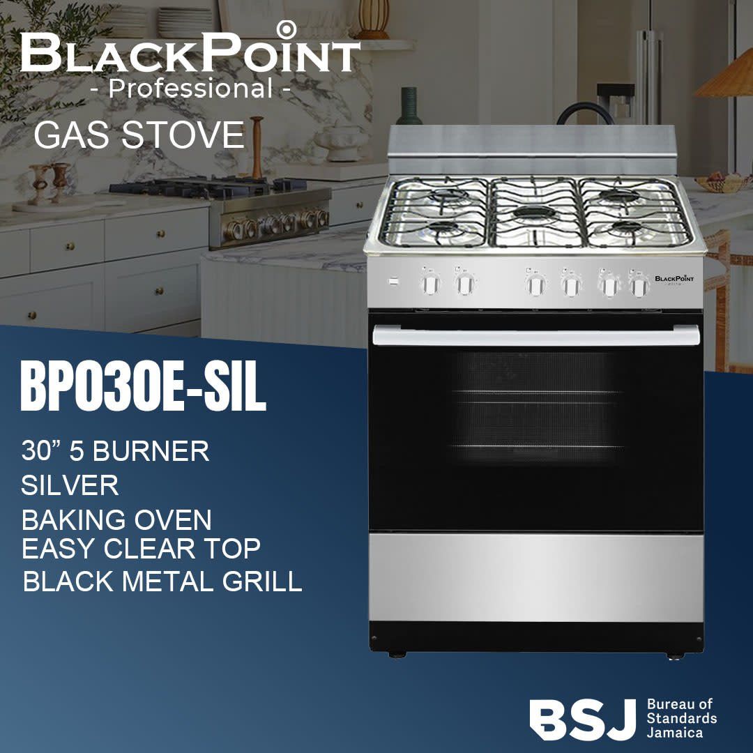 BP030E-SIL BLACKPOINT STOVE--5 BURNER 30&quot;--SILVER BUERO APPROVED