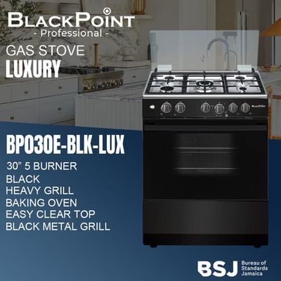 BP030E-BLK-LUXUARY BLACKPOINT STOVE--5 BUR 30&quot;&quot;-- BLACK LUXUARY THICKK
