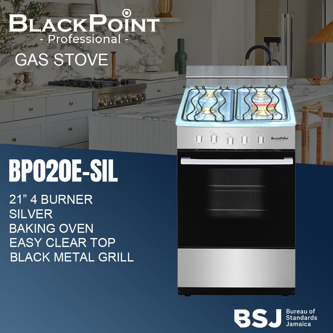 BP020E--SIL BLACKPOINT STOVE--4 BUR 21&quot;&quot;-- SIL ST THERMOSTAT REGULAR